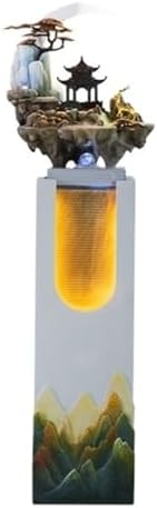 Yellow Outdoor Garden Water Fountain with LED Lights and Artificial Rockery