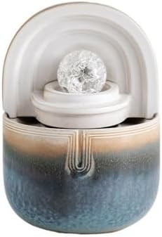 Blue Ceramic Tabletop Fountain with Spinning Ball