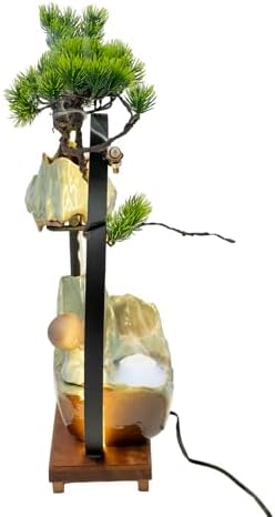 Tabletop Water Fountain with Monk Sculpture and LED Lights