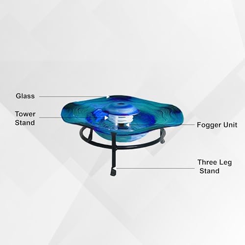 XBrand 8-Inch Tabletop Mist Fountain with 12 Color-Changing LED Lights and Inline Control