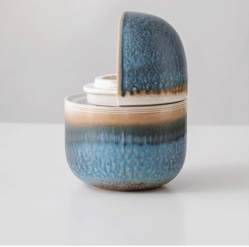 Blue Ceramic Tabletop Fountain with Spinning Ball