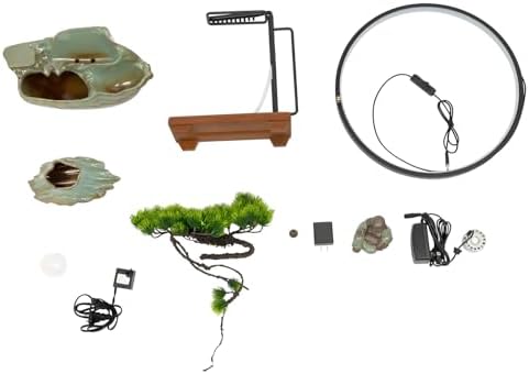 Tabletop Water Fountain with LED Light and Mist for Feng Shui and Relaxation