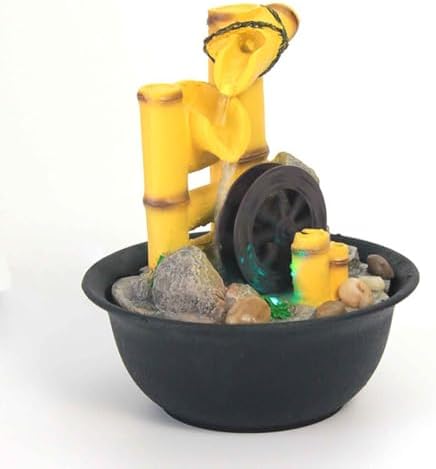 Tabletop Waterfall Fountain with LED Light for Home Office Decor