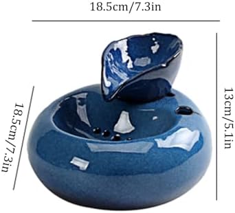 Blue Ceramic Mini Waterfall Fountain Pet Humidifier Desktop Ornament