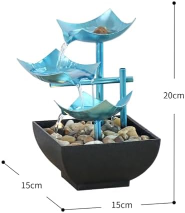 APLUSH Blue 3-Tier Tabletop Waterfall Fountain for Home Relaxation