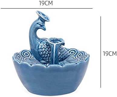 Peacock Tabletop Fountain Ceramic Indoor Fountain for Home Office Bedroom Decor