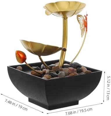 Levemolo Tabletop Fountain Indoor Lotus Waterfall Decor for Office Home and Party