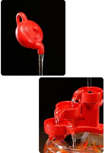 AOTPA Indoor Table Top Fountain Ceramic Decorative Glass Fish Tank Water Ornament