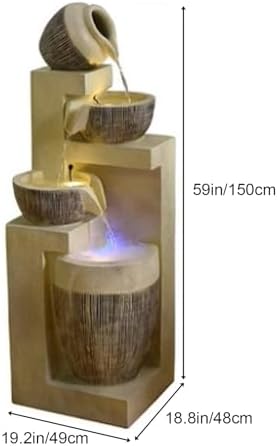 Yellow 59in Garden Water Fountain with Lights