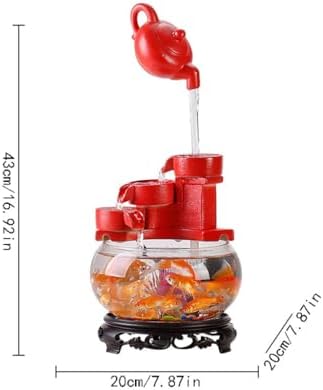 AOTPA Indoor Table Top Fountain Ceramic Decorative Glass Fish Tank Water Ornament