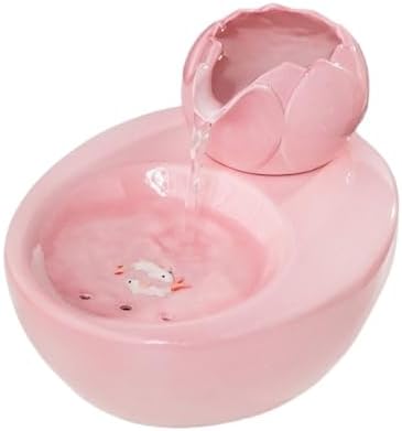 Pink Ceramic Tabletop Water Fountain with Running Water and Koi Design