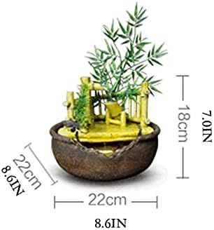YEAHSOO Tabletop Fountain Indoor Waterfall Bamboo Decor Creative Water Feature