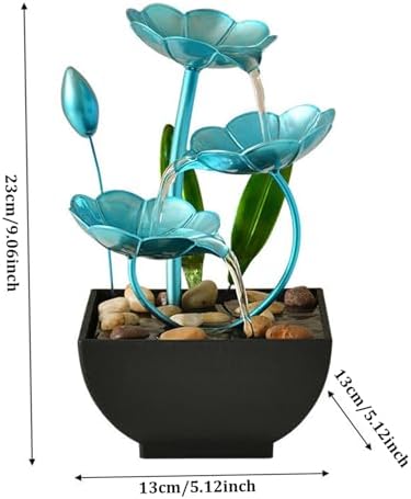 Hperu Tabletop Fountain 5x5x9in USB Powered Indoor Lotus Decor Waterfall Fountain for Office Bedroom Living Room