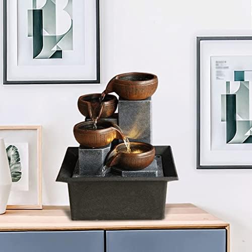 4 Level Tabletop Fountain with LED Lights and Stones