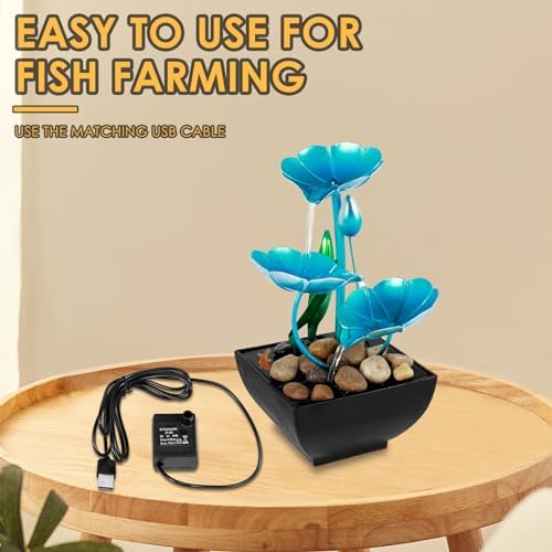Blue USB Powered Mini Water Lily Tabletop Fountain