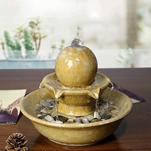 Yellow Tabletop Fountain Indoor Water Feature for Home and Office