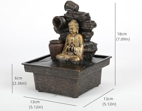 Seyee-bro Tabletop Water Fountain Buddha Statue Humidifier Decor 1