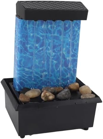 LED Lighted Waterfall Tabletop Fountain with River Rocks
