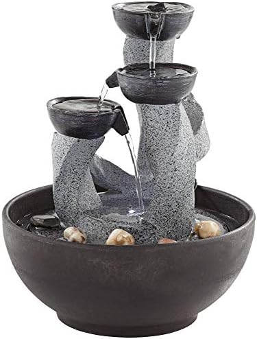 Three Twist Column 11 Inch High LED Tabletop Fountain