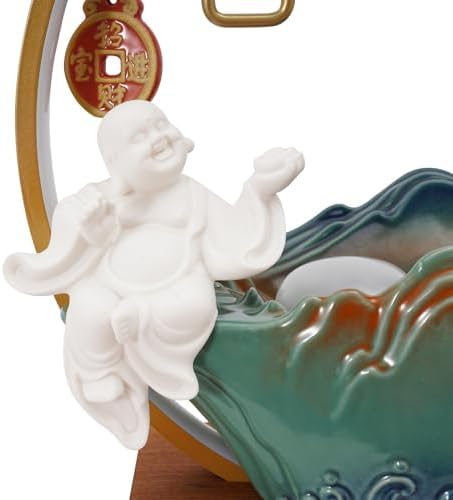 Chinese Style Landscape Deer Tabletop Water Fountain with LED Light and Mist