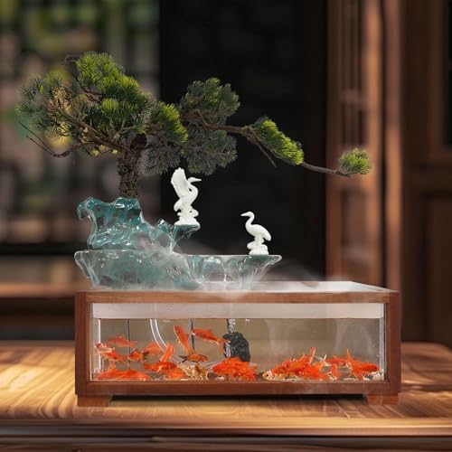 Semokia Tabletop Water Fountain with LED Light and Atomizer