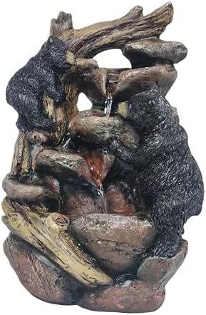 Black Bear Waterfall Tabletop Fountain with Rock Design