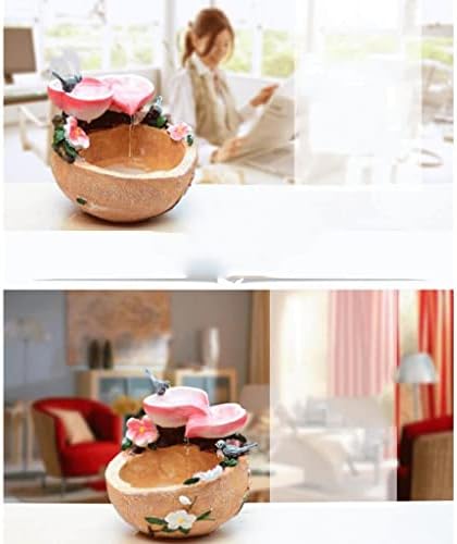 Pink Tabletop Fountain with Bird and Peach Design