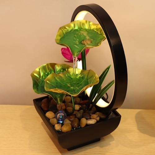 Stylish Indoor Waterfall Tabletop Fountain with Lights
