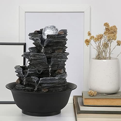 Dyna-Living Indoor Water Fountain with LED Light and Automatic Pump