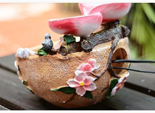 Pink Tabletop Fountain with Bird and Peach Design