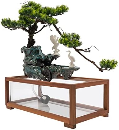 Headery Ceramic Relaxing Water Fountain with LED Light and Fish Tank