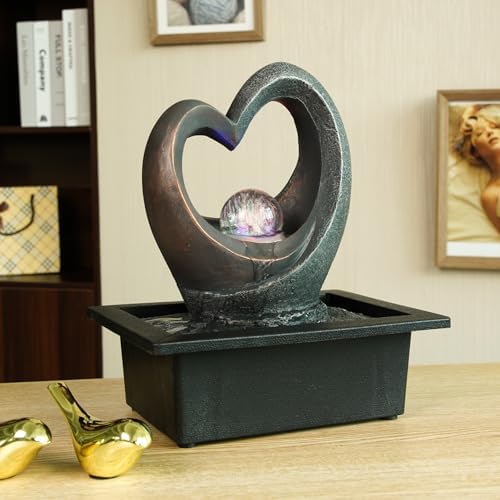 Spinning Orb Rock Tabletop Fountain with LED Light and OnOff Switch
