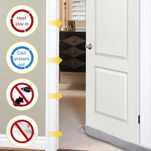Soundproof Door Draft Blocker Soft Breeze Stopper Gray