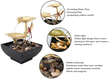 Lotus Leaf Dragonfly Fountain Water Decor