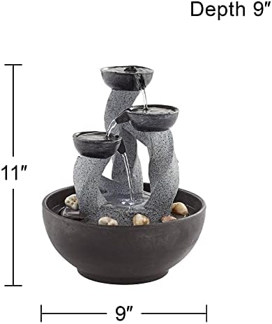 Three Twist Column 11 Inch High LED Tabletop Fountain