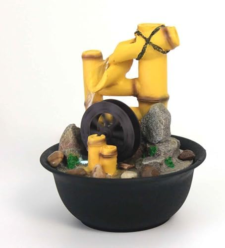 Tabletop Waterfall Fountain with LED Light for Home Office Decor