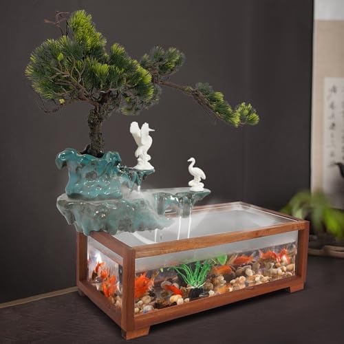 Semokia Tabletop Water Fountain with LED Light and Atomizer