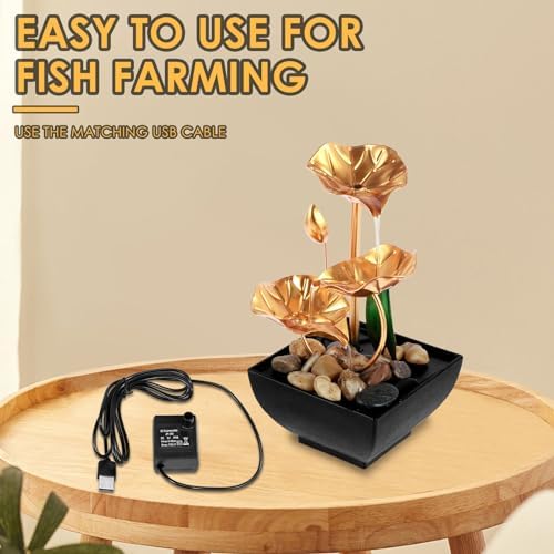 Golden 3-Leaf Lotus Tabletop Fountain USB Powered