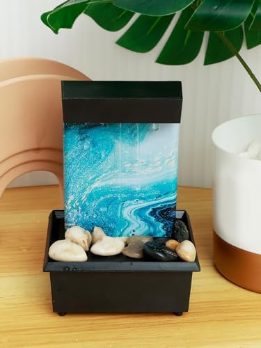 Light Blue Tabletop Fountain with LED Light