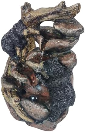 Black Bear Waterfall Tabletop Fountain with Rock Design