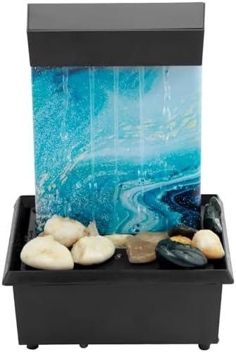 Light Blue Tabletop Fountain with LED Light