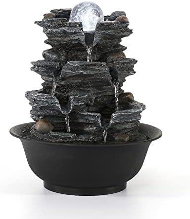 Dyna-Living Indoor Water Fountain with LED Light and Automatic Pump