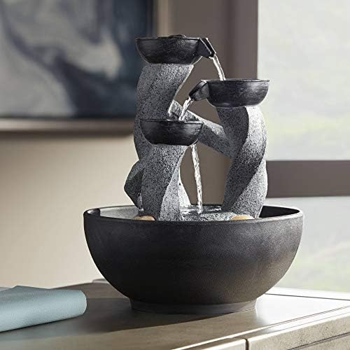 Three Twist Column 11 Inch High LED Tabletop Fountain