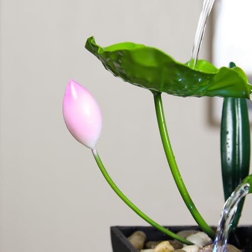 YOQUATE 3-Tier Tabletop Water Fountain with Lotus Design