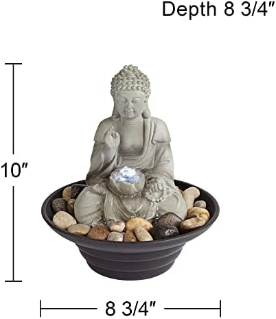 John Timberland Sitting Buddha 10 Inch Tabletop Fountain with LED Light