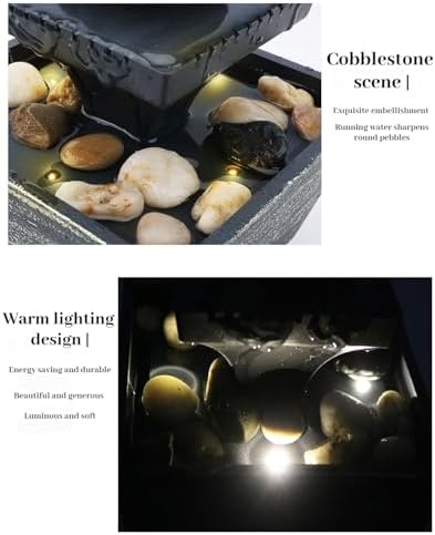 Bocnity Tabletop Ball Fountain with LED Lights for Zen Meditation and Relaxation