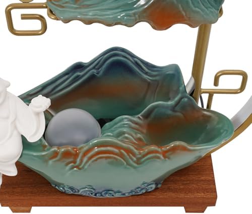 Chinese Style Landscape Deer Tabletop Water Fountain with LED Light and Mist