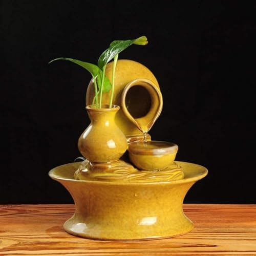 Wind Water Decoration Statue Indoor Fountain with LED Light and Water Pump