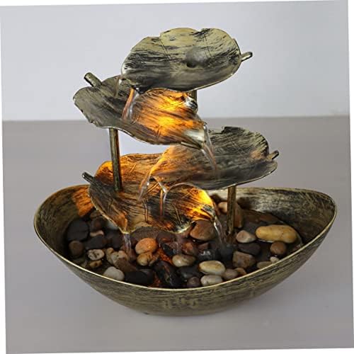 Unomor Creative Lotus Leaf Tabletop Fountain with LED Lights Indoor Waterfall Decor for Relaxation and Stress Relief