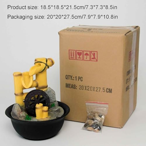 Tabletop Waterfall Fountain with LED Light for Home Office Decor